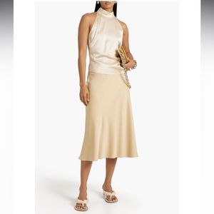 Helmut Lang Satin Halter Top in Champagne